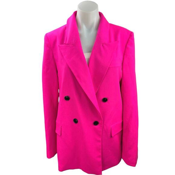 NEW Argent Womens PInk Wool Peak Lapel Double Breasted Blazer Coat Jacket 10 - Picture 1 of 5